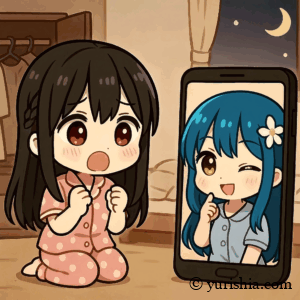 スマホで誕生日当日の衣装の相談を親友の凜ちゃんにしている渚先生