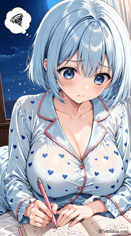 うつ伏せになって日記を書くユリシア