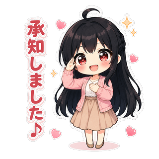 胸に手を添えて敬礼し、「承知しました♪」と明るく返事をするちびキャラの渚先生