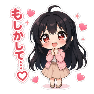 両手を胸元で握り、期待に満ちた瞳で「もしかして…♡」と見つめるちびキャラの渚先生