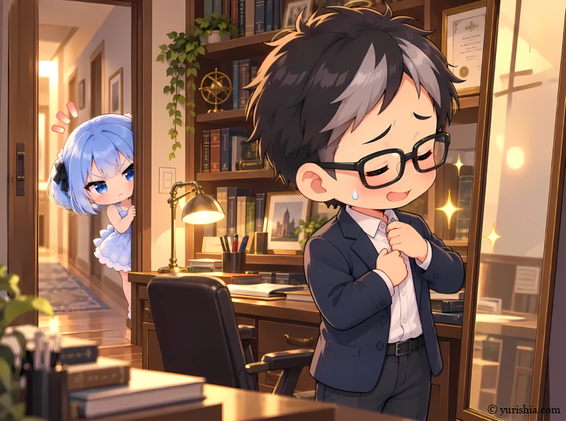おにいたんを疑いの眼でジッと見つめるユリシア