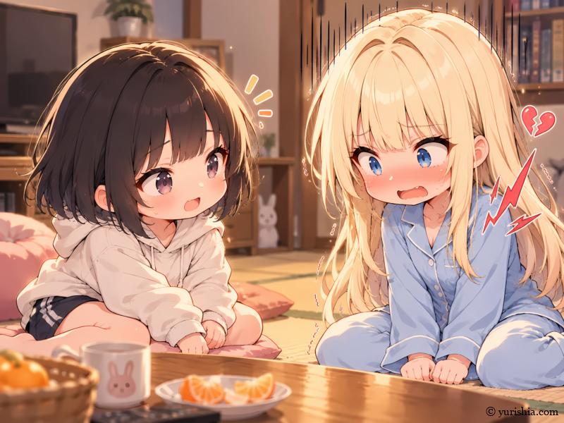 和先生と仲良く出かけていると話す美咲に、驚きと悔しさを隠せない姉の雫